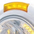 32472 by UNITED PACIFIC - Headlight - RH/LH, 7", Round, Polished Housing, H4 Bulb, with 34 Bright Amber LED Position Light and 4 Amber LED Signal Light, Amber Lens