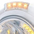 32471 by UNITED PACIFIC - Headlight - RH/LH, 7", Round, Polished Housing, H4 Bulb, with 34 Bright Amber LED Position Light and 4 Amber LED Dual Mode Signal Light, Clear Lens