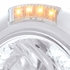 32477 by UNITED PACIFIC - Headlight - RH/LH, 7", Round, Polished Housing, H4 Bulb, with 34 Bright White LED Position Light and 4 Amber LED Signal Light, Clear Lens