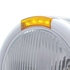 31725 by UNITED PACIFIC - Headlight - Half-Moon, RH/LH, 7", Round, Polished Housing, H4 Bulb, with 4 Amber LED Signal Light, with Amber Lens