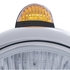 32416 by UNITED PACIFIC - Guide Headlight - 682-C Style, RH/LH, 7", Round, Powdercoated Black Housing, Crystal H4 Bulb, with Top Mount, 5 LED Dual Mode Signal Light, Amber Lens
