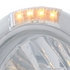 32098 by UNITED PACIFIC - Headlight - Half-Moon, RH/LH, 7", Round, Polished Housing, H4 Bulb, with Bullet Style Bezel, with 10 Amber LED Accent Light and 4 LED Turn Signal Light, with Clear Lens