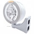 32451 by UNITED PACIFIC - Headlight - Half-Moon, RH/LH, 7", Round, Polished Housing, H4 Bulb, with Bullet Style Bezel, with 34 Bright White LED Position Light and 4 Amber LED Dual Mode Signal Light, Clear Lens