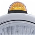 32442 by UNITED PACIFIC - Guide Headlight - 682-C Style, RH/LH, 7", Round, Powdercoated Black Housing, H4 Bulb, with 34 Bright White LED Position Light and Top Mount, 5 LED Dual Mode Signal Light, Amber Lens