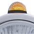 32410 by UNITED PACIFIC - Guide Headlight - 682-C Style, RH/LH, 7", Round, Powdercoated Black Housing, 6014 Bulb, with Top Mount, 5 LED Dual Mode Signal Light, Amber Lens