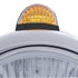 32414 by UNITED PACIFIC - Guide Headlight - 682-C Style, RH/LH, 7", Round, Powdercoated Black Housing, H4 Bulb, with Top Mount, 5 LED Dual Mode Signal Light, Amber Lens