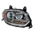 35758 by UNITED PACIFIC - Headlight Assembly - LED, RH, Chrome Housing, High/Low Beam, with Amber LED Signal Light, White LED Position Light and Amber LED Side Marker