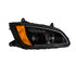 32782 by UNITED PACIFIC - Projection Headlight Assembly - RH, Black Housing, High/Low Beam, H7/HB3 Bulb, with Amber LED Signal/Parking Light and White LED Position Light Bar