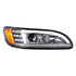 35766 by UNITED PACIFIC - Projection Headlight Assembly - RH, Chrome Housing, High/Low Beam, H7 Quartz Bulb, with 24 LED Signal (Sequential), 18 LED DRL/Position Light and Side Marker