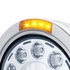 31574 by UNITED PACIFIC - Headlight - 1 High Power, LED, RH/LH, 7 in. Round, Polished Housing, with Bullet Style Bezel, with Single Function 4 Amber LED Signal Light with Amber Lens