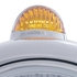 32400 by UNITED PACIFIC - Guide Headlight - 682-C Style, RH/LH, 7", Round, Chrome Housing, 6014 Bulb, with Top Mount, 5 LED Dual Mode Signal Light, Amber Lens