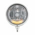 32559 by UNITED PACIFIC - Guide Headlight - 682-C Style, RH/LH, 7", Round, Powdercoated Black Housing, H4 Bulb, with 6 Amber Auxiliary LED Dual Mode Light