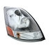 31315 by UNITED PACIFIC - Headlight Assembly - RH, Chrome Housing, High/Low Beam, HB3/H11/3157 Bulb, with Signal Light, Aerodynamic Lens Design