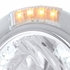 32451 by UNITED PACIFIC - Headlight - Half-Moon, RH/LH, 7", Round, Polished Housing, H4 Bulb, with Bullet Style Bezel, with 34 Bright White LED Position Light and 4 Amber LED Dual Mode Signal Light, Clear Lens