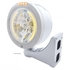 32449 by UNITED PACIFIC - Headlight - Half-Moon, RH/LH, 7", Round, Polished Housing, H4 Bulb, with Bullet Style Bezel, with 34 Bright Amber LED Position Light and 4 Amber LED Signal Light, Clear Lens