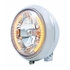 32166 by UNITED PACIFIC - Headlight - Motorcycle, RH/LH, 7", Round, Chrome Housing, with 34 Amber LED Position Light