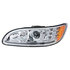 35808 by UNITED PACIFIC - Projection Headlight Assembly - LH, Chrome Housing, High/Low Beam, H11/HB3 Bulb, with Amber 6 LED Signal Light, White LED Position Light and LED Side Marker, Back Cover Included