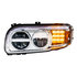 35794 by UNITED PACIFIC - Headlight Assembly - LH, LED, Chrome Housing, High/Low Beam, Aero Fin Design, with LED Signal, White LED Position Light and LED Side Marker
