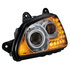 31158 by UNITED PACIFIC - Projection Headlight Assembly - LH, Chrome Housing, High/Low Beam, H11/HB3 Bulb, with Signal Light