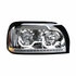 31204 by UNITED PACIFIC - Headlight Assembly - RH, Chrome Housing, High/Low Beam, H7/9005 Bulb, with LED Signal Light and Position Light Bar