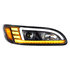 35768 by UNITED PACIFIC - Projection Headlight Assembly - RH, Black Housing, High/Low Beam, H7 Quartz Bulb, with 24 LED Signal (Sequential), 18 LED DRL/Position Light and Side Marker