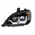31254 by UNITED PACIFIC - Projection Headlight Assembly - LH, Black Housing, High/Low Beam, H7/H1/3157 Bulb, with Signal Light and LED Position Light Bar