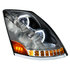 35750 by UNITED PACIFIC - Headlight Assembly - LED, RH, Chrome Housing, High/Low Beam, with 18 LED Amber Signal (Sequential), 100 LED White DRL, 6 LED Side Marker