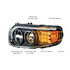 35796 by UNITED PACIFIC - Headlight Assembly - LH, LED, Black Housing, High/Low Beam, Aero Fin Design, with LED Signal, White LED Position Light and LED Side Marker