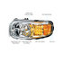 35795 by UNITED PACIFIC - Headlight Assembly - RH, LED, Chrome Housing, High/Low Beam, Aero Fin Design, with LED Signal, White LED Position Light and LED Side Marker