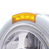 32813 by UNITED PACIFIC - Projection Headlight - Half-Moon, RH/LH, 7", Round, Polished Housing, with Bullet Style Bezel, with 4 Amber LED Signal Light, Amber Lens