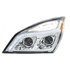 35819 by UNITED PACIFIC - Projection Headlight Assembly - LH, LED, Chrome Housing, High/Low Beam, with LED Signal Light and White LED Position Light