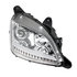 35813 by UNITED PACIFIC - Projection Headlight Assembly - RH, Chrome Housing, High/Low Beam, H9 Quartz/H1 Quartz Bulb, with LED Signal Light and LED Position Light