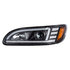 35767 by UNITED PACIFIC - Projection Headlight Assembly - LH, Black Housing, High/Low Beam, H7 Quartz Bulb, with 24 LED Signal (Sequential), 18 LED DRL/Position Light and Side Marker