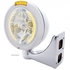 32478 by UNITED PACIFIC - Headlight - RH/LH, 7", Round, Chrome Housing, H4 Bulb, with 34 Bright Amber LED Position Light and 4 Amber LED Dual Mode Signal Light, Amber Lens