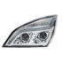 35819 by UNITED PACIFIC - Projection Headlight Assembly - LH, LED, Chrome Housing, High/Low Beam, with LED Signal Light and White LED Position Light