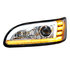 35765 by UNITED PACIFIC - Projection Headlight Assembly - LH, Chrome Housing, High/Low Beam, H7 Quartz Bulb, with 24 LED Signal (Sequential), 18 LED DRL/Position Light and Side Marker