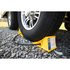 44470 by CAMCO - Wheel Chock, Double, with Rope and Handle, Yellow, Hard Plastic, fits Tires Up To 26 in. Diameter