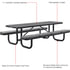 277153BKS by GLOBAL INDUSTRIAL - Picnic Table, 8', Rectangular, with Seat Cushions, Expanded Metal, Black