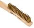 70518 by FORNEY INDUSTRIES INC. - Wire Scratch Brush, Brass with Curved Wood Handle, 13-3/4" x .012"