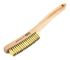 70518 by FORNEY INDUSTRIES INC. - Wire Scratch Brush, Brass with Curved Wood Handle, 13-3/4" x .012"