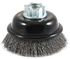 72856 by FORNEY INDUSTRIES INC. - Cup Brush, Crimped Wire, Industrial Pro® 3" x .012" with 5/8"-11 & M14 x 2.0 Arbor