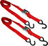 SL38 by ANCRA - Ratchet Tie Down Strap - 2 Pack, 1 in. x 72 in., Red,Polyester, with S-Hook
