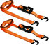 SL81 by ANCRA - Ratchet Tie Down Strap - 2 Pack, 1.25 in. x 180 in., Orange,Polyester, with J-Hook