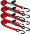 XR015-4P by ANCRA - Ratchet Tie Down Strap - 4 Pack, 1 in. x 180 in., Red, Polyester, S-Hook