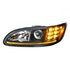 35810 by UNITED PACIFIC - Projection Headlight Assembly - LH, Black Housing, High/Low Beam, H11/HB3 Bulb, with Amber 6 LED Signal Light, White LED Position Light and LED Side Marker, Back Cover Included