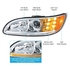 35810 by UNITED PACIFIC - Projection Headlight Assembly - LH, Black Housing, High/Low Beam, H11/HB3 Bulb, with Amber 6 LED Signal Light, White LED Position Light and LED Side Marker, Back Cover Included