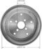 PDR0544 by BENDIX - Brake Drum - Rear, 8.66", Cast Iron, Natural, 5 Lug Holes, 5.5" Bolt Circle