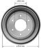 PDR0374 by BENDIX - Brake Drum - Rear, 10", Cast Iron, Natural, 6 Lug Holes, 5.5" Bolt Circle