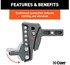 45949 by CURT MANUFACTURING - Rebellion XD Adjustable Cushion Hitch Ball Mount (2" Shank, 15,000 lbs.)