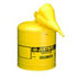 7150210 by JUSTRITE - Yellow Metal Safety Can, Type 1, Five Gallon, with Yellow Plastic Funnel, for Diesel Fuel